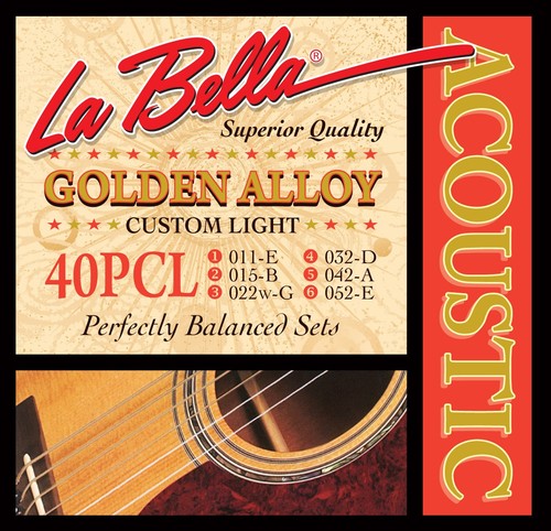 מיתרים לאקוסטית La Bella  40PCL GOLDEN ALLOY – CUSTOM LIGHT