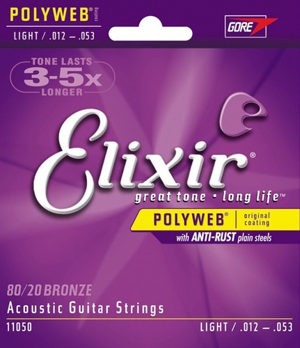 מיתרים לאקוסטית Elixir NanoWeb 11050 .012-.053