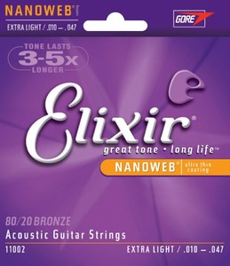מיתרים לאקוסטית Elixir NanoWeb 11002 .010-.047