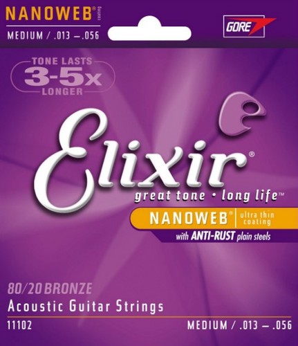 מיתרים לאקוסטית Elixir NanoWeb 11102 .013-.056
