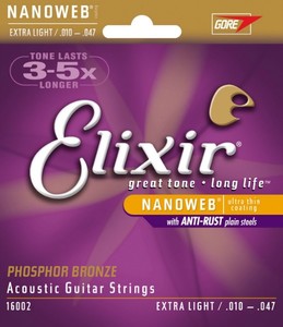 מיתרים לאקוסטית Elixir NanoWeb 16002 .010-.047