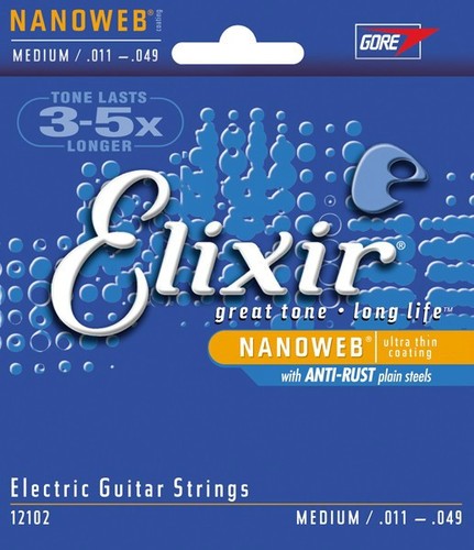 מיתרים לחשמלית Elixir NanoWeb 12102 .011-.049