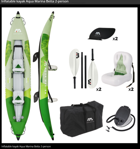קיאק מתנפח ל 2 אנשים + 2 משוטים AQUA MARINA BE-412 BETTA