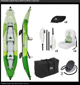 קיאק מתנפח ל 2 אנשים + 2 משוטים AQUA MARINA BE-412 BETTA