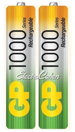 זוג סוללות נטענות GP AAA Rechargeable 1000mAh