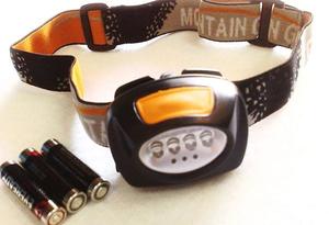 פנס ראש לחייל למטייל 4 לד עם פילטר אדום Mountain Gear