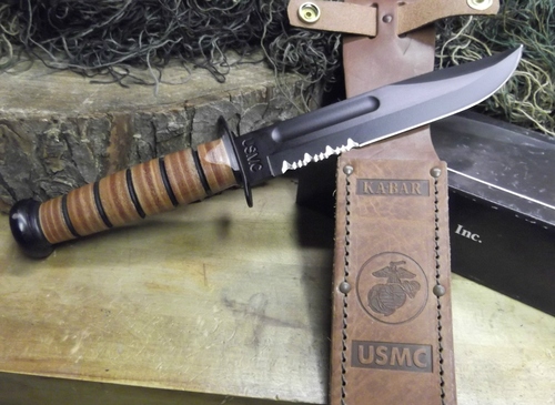 KA-BAR - סכין השרדות קאבר פלסים משוננת - Full Size USMC KA-BAR, Serrate