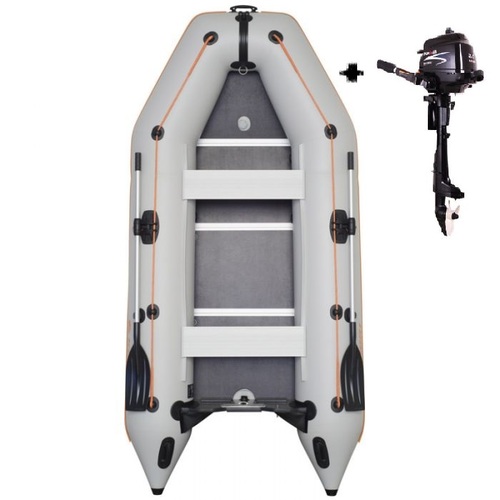 סירה מתנפחת מגומי 5 שכבות קוליברי KOLIBRI KM330+מנוע ימי GENOVO 2.6HP
