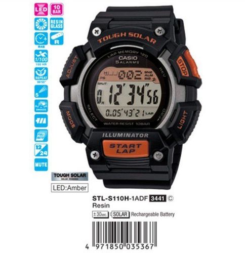 שעון יד קסיו לחיילים סולארי נטען מאור CASIO STL-S110H-1ADF