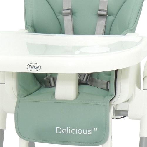 כסא אוכל לילדים Delicious בריפוד דמוי עור, מצבי שכיבה וגובה - ירוק