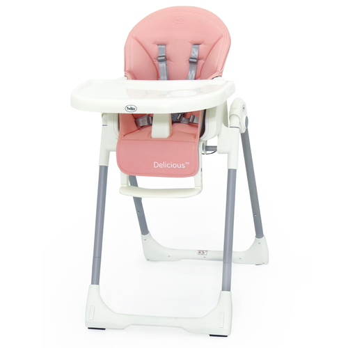 כסא אוכל לילדים Delicious בריפוד דמוי עור, מצבי שכיבה וגובה - ורוד