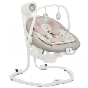 נדנדה חשמלית וטרמפולינה לתינוק סרינה 2 ב 1 - אפור/ורוד Flowers Forever