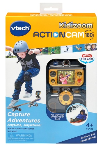 מצלמת וידיאו אקשן לילדים Kidizoom Action Cam 180 עם עדשה מתהפכת - צהוב