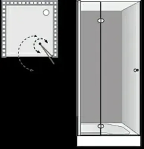מקלחון חזית שטרן דגם אומגה מפואר הרמוניקה Omega F מותקן על ריצוף עם דלתות זכוכית מחוסמת וידיות כפתור.