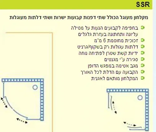 ידיות קשת לפתיחה נוחה, דגם הזזה SRR, בצבע שקוף/גרניט.