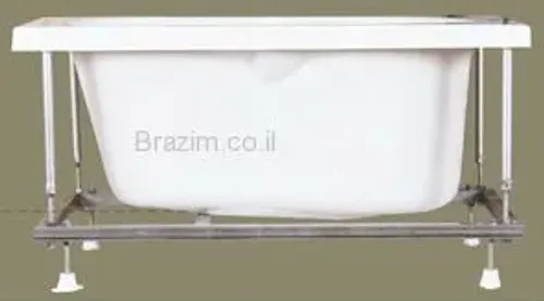 אמבטיה מלבנית אקרילית מחוזקת פלדה היקפית, דגם 73, בצבע לבן.