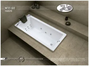 אמבטיה מלבנית תוצרת MTI-60 USA מידה 150X70 דגם 60