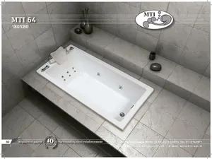 אמבטיה מלבנית תוצרת MTI-64 USA מידה 180X80 דגם 64