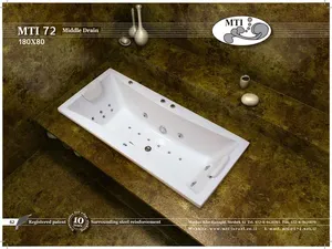 אמבטיה מלבנית תוצרת MTI-72 USA מידה 180X80 דגם 72