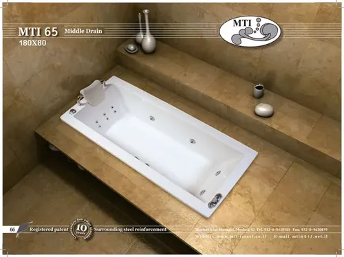 אמבטיה מלבנית אקרילית מבית MTI בגודל 180x80 ס