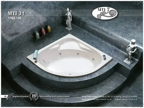 אמבטיה פינתית אקרילית מבית MTI USA דגם 31 בגודל 110x110 ס
