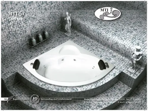 אמבטיה פינתית אקרילית מבית MTI דגם 57 בגודל 130x130 ס