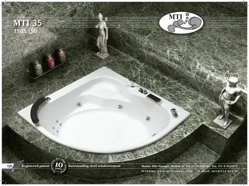 אמבטיה פינתית אקרילית מבית MTI USA דגם 35 בגודל 150x150 ס