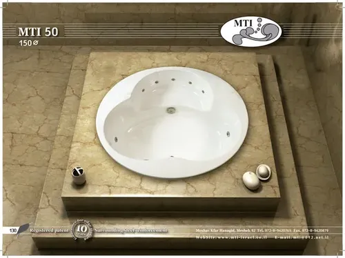 אמבטיה עגולה אקרילית מבית MTI דגם 50 בגודל 150 ס