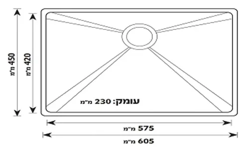 כיור נירוסטה עבה 304 עם דיפון מיוחד למניעת רעש, מותג שוני, דגם GD-6045F.