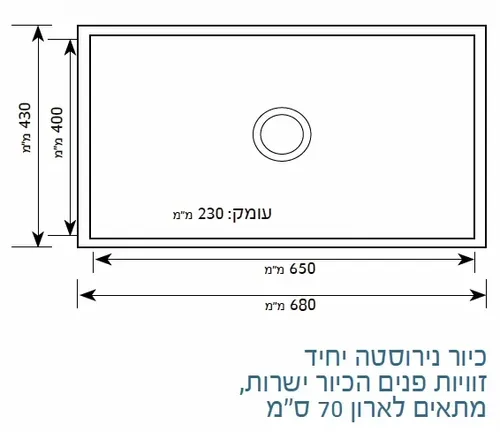 כיור נירוסטה עבה 304 עם דיפון מיוחד למניעת רעש, דגם SQ05F.