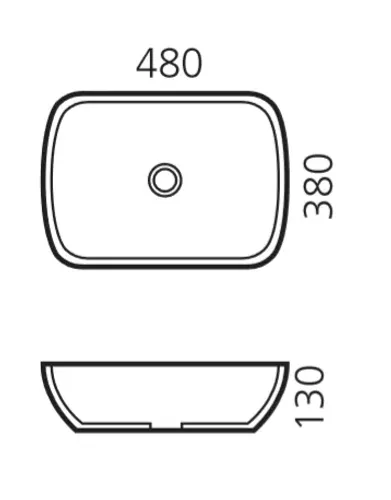 כיור רחצה מונח מחרס לבן עם גימור חלק, דגם SN קוסמוס, מותג סניטק.
