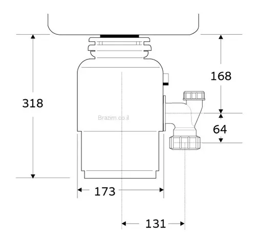 טוחן אשפה InSinkErator ISE 56, פקק אטימה, פעולה שקטה, מערכת טחינה מפלדת אל-חלד.