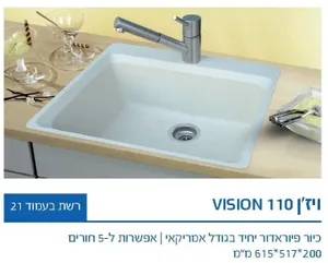 כיור מטבח גרניט בלנקו ויז
