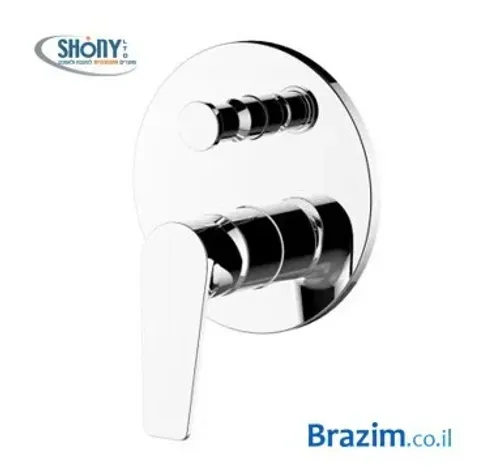 ברז אמבט עגול מבית שוני Shony, אינטרפוץ 4 דרך, בעיצוב מינימליסטי בגימור כרום, קוטר 150 מ