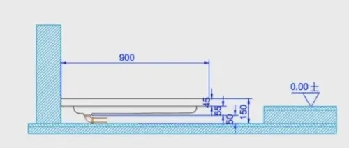 אגנית למקלחון עגולה MTI-200 מותקנת בפינת חדר אמבטיה על רצפת שיש לבנה.