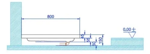 אגנית למקלחון מעוגלת MTI-202 מותקנת על רצפת חדר אמבטיה, משתלבת בעיצוב מודרני בגוון לבן.