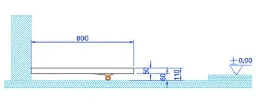 אגנית מלבנית MTI-212 100X80 מותקנת על רצפת חדר אמבטיה בגוון לבן, משתלבת בעיצוב מודרני.