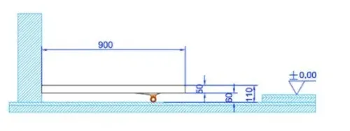 אגנית מלבנית MTI-216 בגוון לבן מותקנת על רצפת חדר רחצה מודרני.
