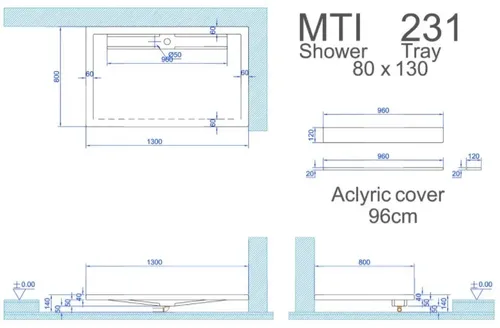 אגנית מלבנית MTI-231 בגוון לבן.