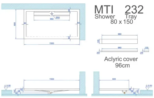 אגנית מלבנית MTI-232 בגוון לבן.