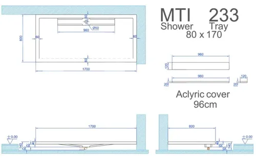 אגנית מלבנית MTI-233 בגוון לבן.