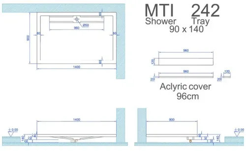 אגנית מלבנית MTI-242 בגוון לבן.