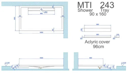 אגנית מלבנית MTI-243 בגוון לבן.
