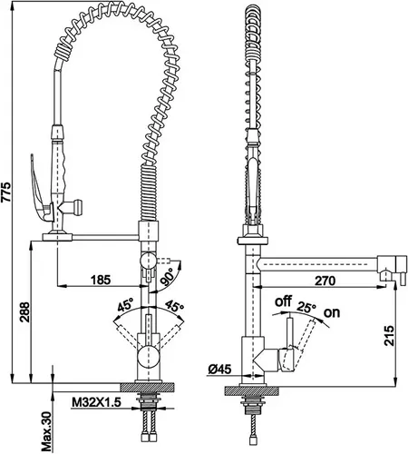 פיה נפרדת עם גימור כרום, דגם 8900, מותג ורד.