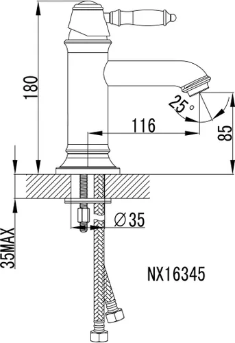 ברז קבוע נמוך לאמבט, פיה אופל זהב מט, ורד 7001.