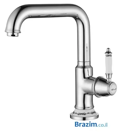 ברז פרח מסתובב לאמבט ורד 6002 מבית Vered בגימור אופל ניקל.