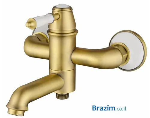 סוללה לאמבטיה מסתובבת ורד 7005 אופל בגימור זהב מט מבית Vered.