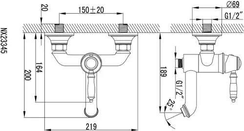 סוללה לאמבטיה ורד 7005 בגימור זהב מט.