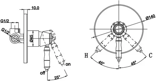 אינטרפוץ 3 דרך קומפלט ורד 7006 עם גימור זהב מט.