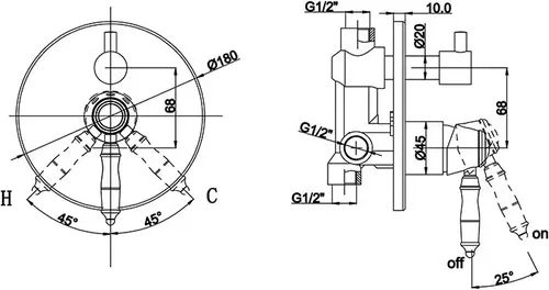 אינטרפוץ 4 דרך קומפלט ורד 6007, גימור אופל ניקל.